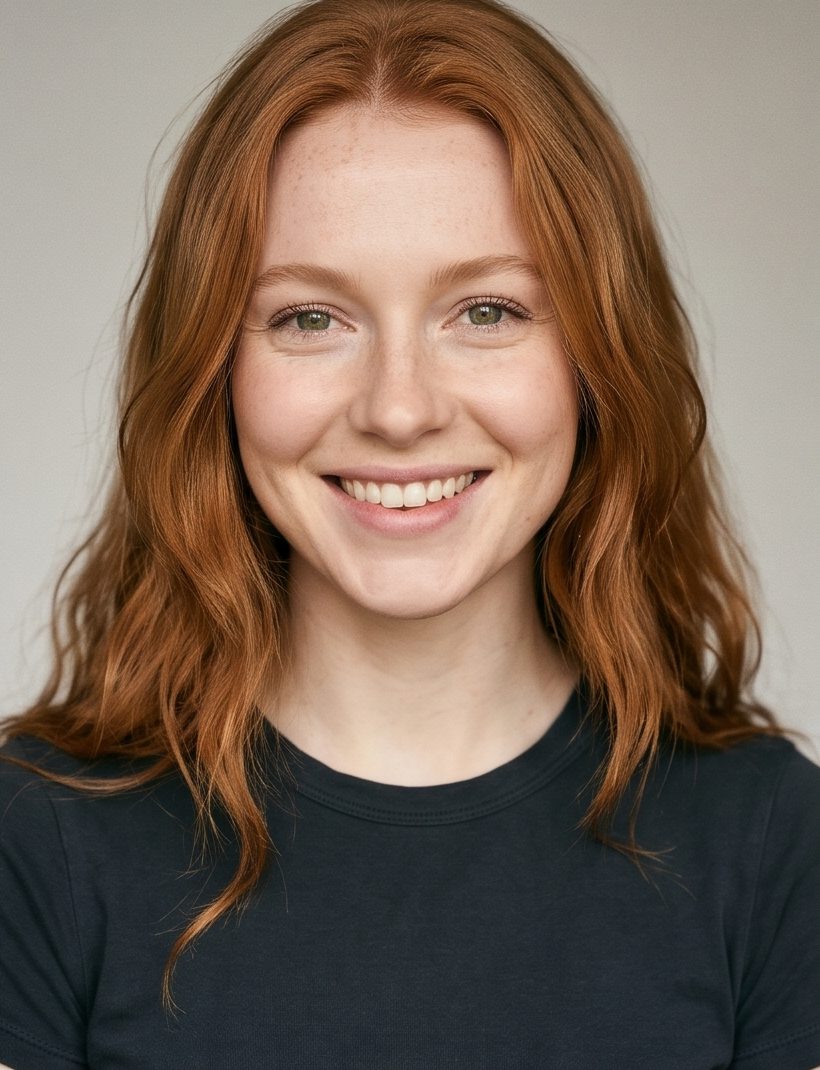 Clara M., smiling headshot in a navy T-shirt